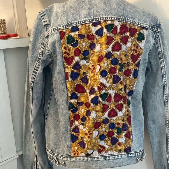 CHANEL Jackets & Blazers - Revivify Denim Chanel Scarf Repurposed Denim Jean Jacket